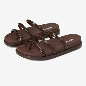 Schutz Polly Sporty Slide Sandals Brown Marrom Chocolate Bar Size 38 Women Jelly